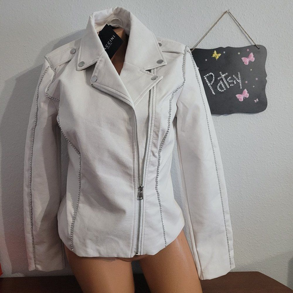 BACCINI Black Faux Leather Jacket NWT Medium